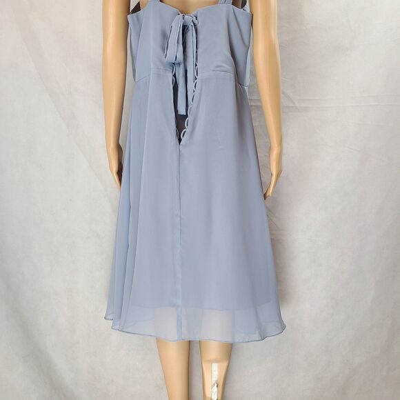 New Mother of the Bride  (16W ) Dusty Blue Chiffon Sleeveless Ruched  Dress - Picture 8 of 10